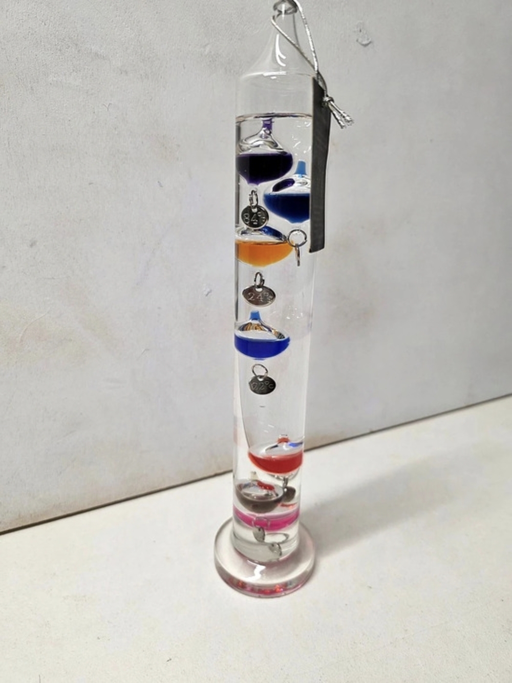 Galileo Thermometer 11.5" Clear Acrylic Plastic Multicolor Floating Bulbs Decor
